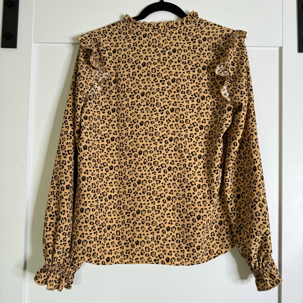 Rachel Parcell cheetah print Ruffle Blouse - Picture 6 of 8